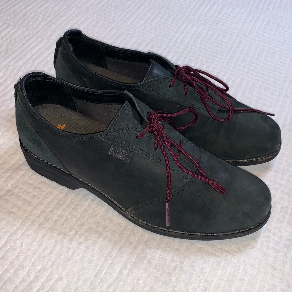 Teva De La Vina Dos Oxford Shoe Black Lace Up Suede Leather Women's Size 9.5